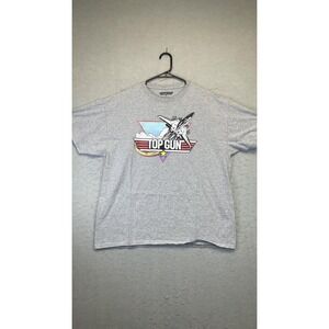 Top Gun Shirt Mens XL Gray Graphic Movie Fighter Jet Crewneck Short‎ Sleeve